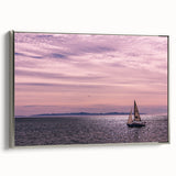 Landscape art painting of Santa Barbara on framed canvas, featuring vintage poster style in colorful palette.