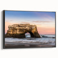 Black and white landscape art featuring Santa Cruz scenery on a framed canvas, suitable for bedroom decor.