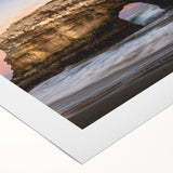 Art deco poster of Santa Cruz landscape in pastel shades on rolled canvas, suitable for dining room wall art.