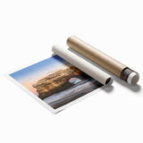 Extra large rolled print of Santa Cruz scenery with vibrant floral elements, suitable as classy bathroom wall art.