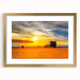 Extra large abstract art print of California's Santa Monica scenery in muted earth tones on a textured canvas.