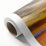 Art deco poster of Santa Monica scenery in soft pastel colors on rolled canvas, suitable for nursery wall art.