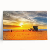 Black and white photo of Santa Monica pier on stretched canvas, suited for kitchen wall art or bedroom decor.