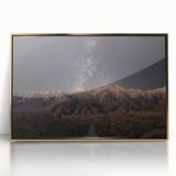 Acrylic print of Sierra Nevada scenery with gold frame, in muted earth tones, ideal for modern art wall decor.