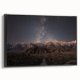 Black and white framed canvas of Sierra Nevada landscape, ideal for bedroom wall art.