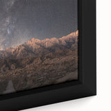 Extra large framed canvas depicting the Sierra Nevada in a textured style with a black and colorful art palette.