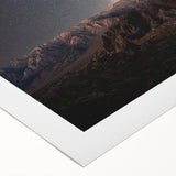 Art deco poster of Sierra Nevada scenery on rolled canvas, featuring muted earth tones, ideal for dining room wall art.
