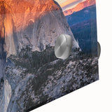 Large abstract depiction of Yosemite in muted earth tones on acrylic glass, ideal for dining room art.