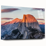 Acrylic print of Yosemite landscape in muted earth tones, ideal for bedroom or dining room decor.