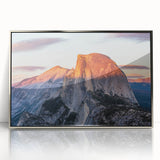 Mid-century modernist Yosemite landscape in acrylic, framed in silver, suitable for nursery wall art.