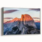Framed canvas landscape art painting of Yosemite with colorful autumn trees and silver frame, ideal for living room decor.