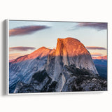 Vintage poster art of Yosemite with colorful art accents on a white-framed canvas.