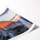 Extra large wall art featuring line art flowers on a rolled print, set in Yosemite, California.