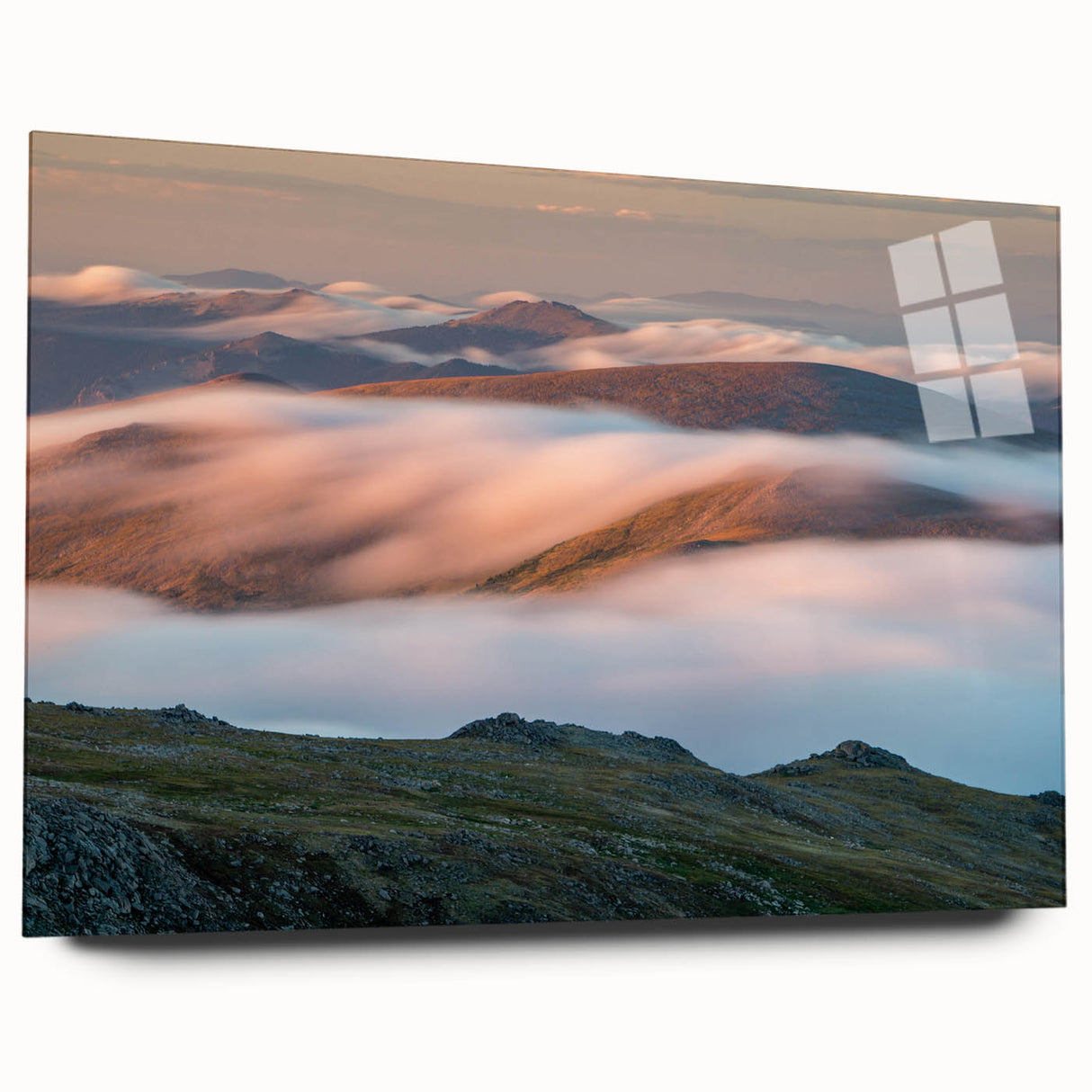 Large abstract wall art of Vail, Colorado scenery in muted earth tones on acrylic glass.
