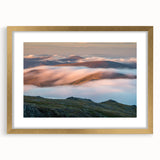 Extra large abstract art print depicting a textured Colorado landscape in earth tones, framed in gold.