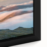 Extra large framed canvas featuring a textured depiction of Vail, Colorado in black with colorful accents.