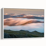 Vintage poster art of Vail, Colorado in colorful hues on a white framed canvas, suitable for extra large living room decor.