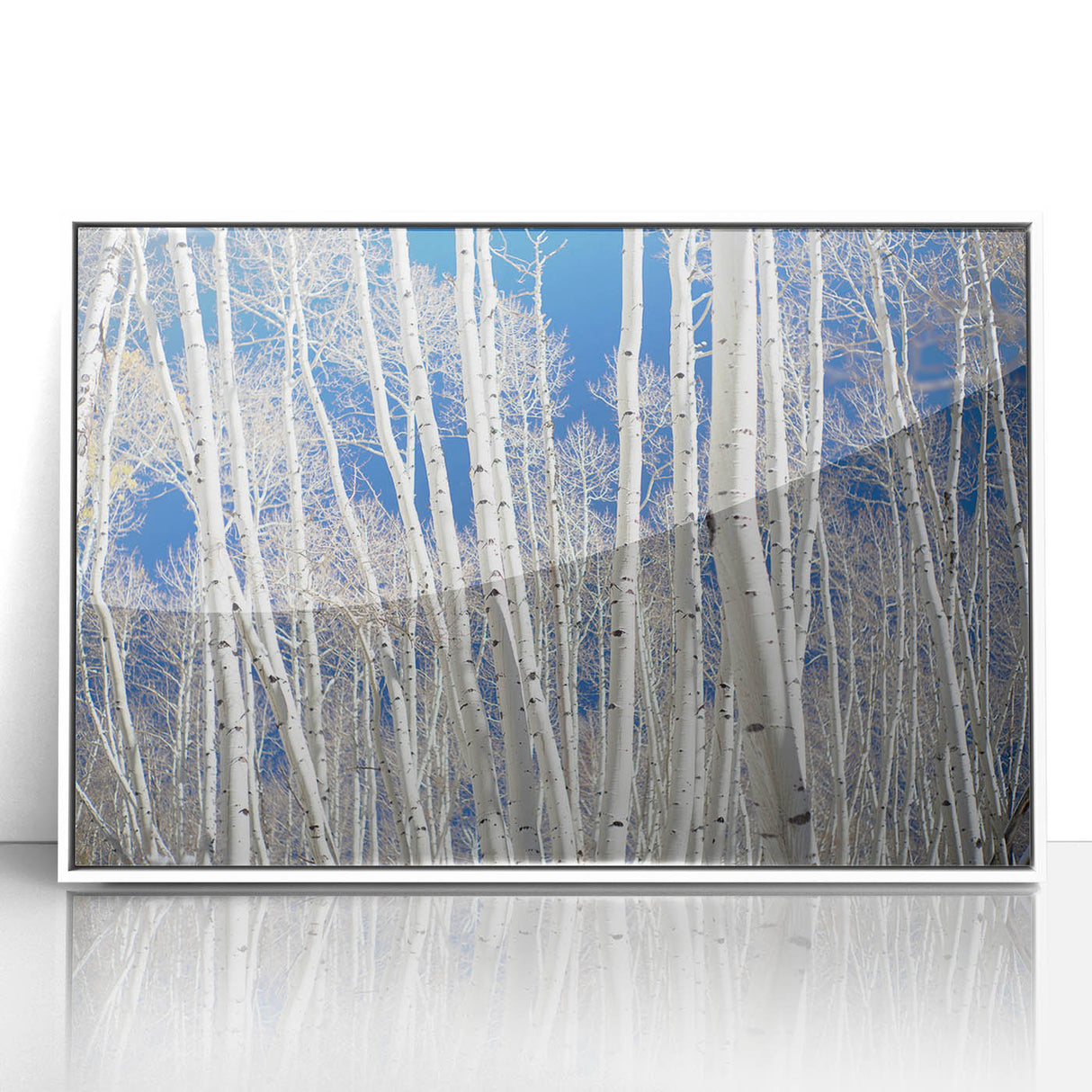 Framed acrylic print of Aspen scenery in soft pastel colors, suitable for modern nursery decor.