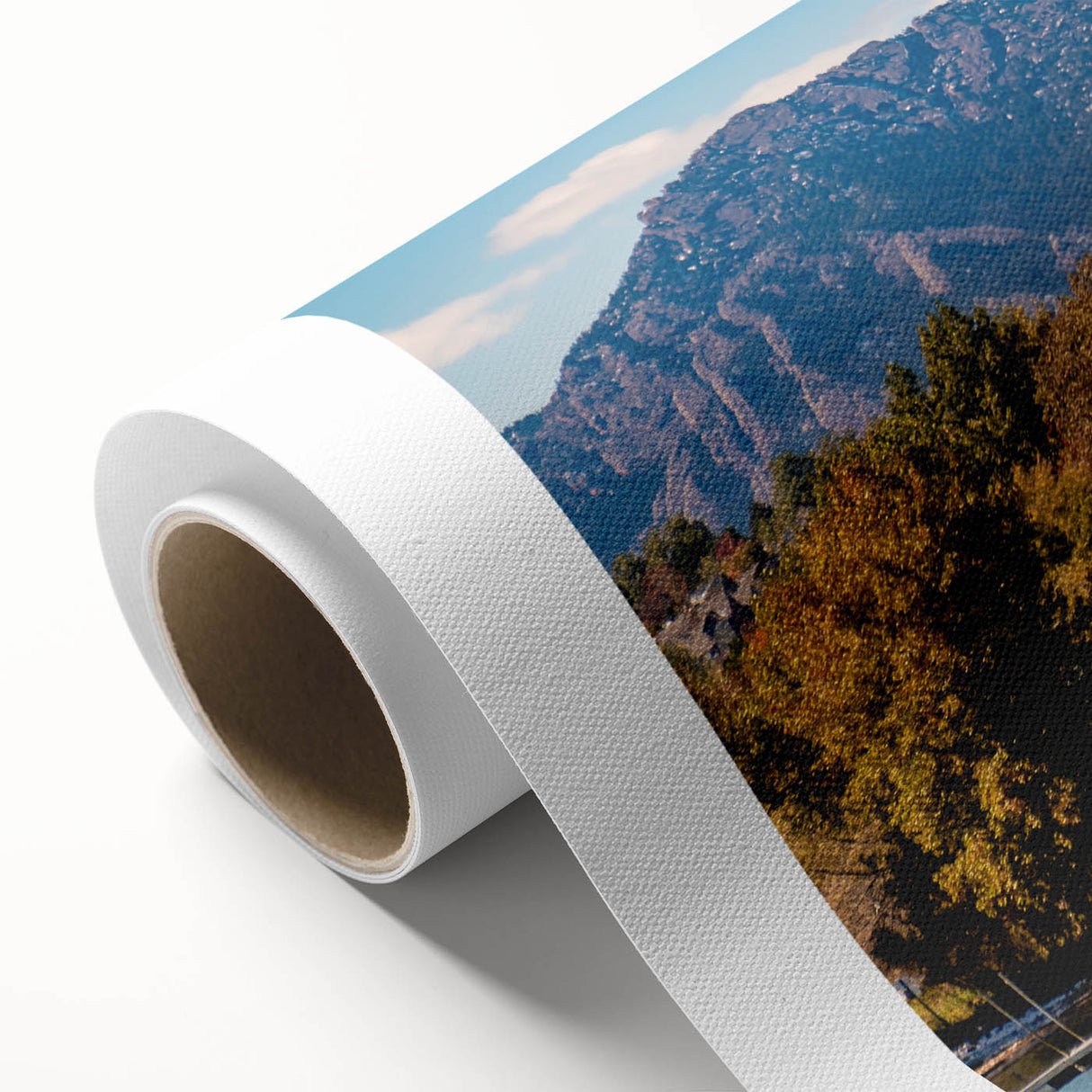 Art deco poster of Boulder, Colorado scenery in pastel shades on rolled canvas, ideal for nursery wall art.