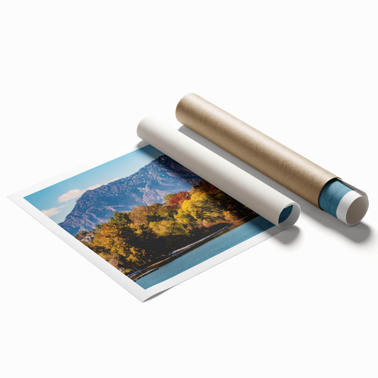 Extra large rolled print of Boulder, Colorado scenery with muted earthy tones, ideal for classy bathroom wall art.