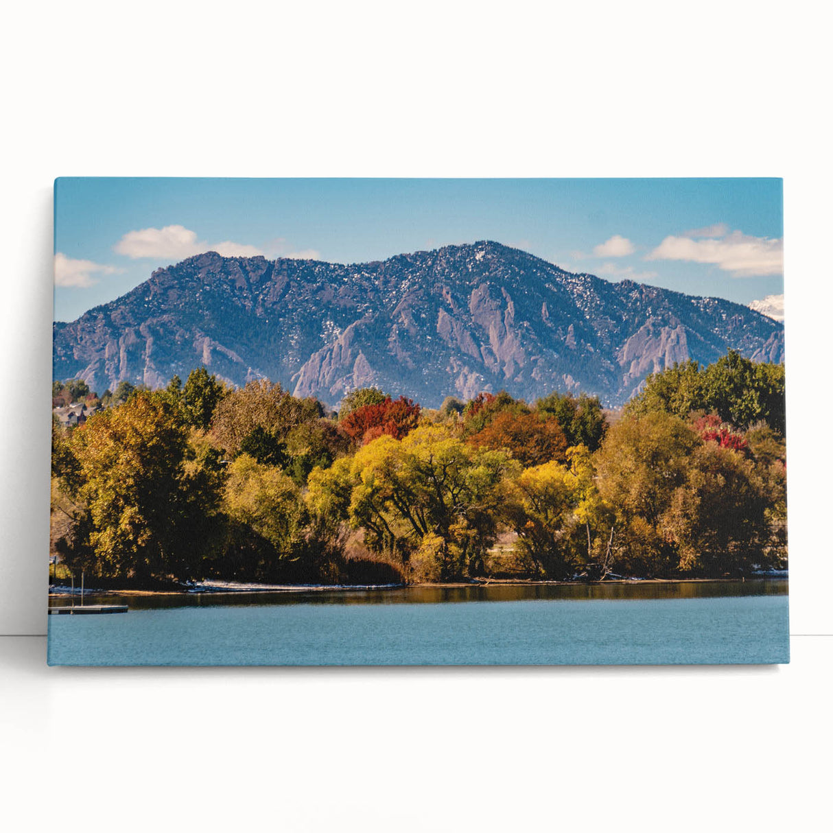 Black and white photograph of Boulder, Colorado on stretched canvas, ideal for kitchen wall art or bedroom ambiance.