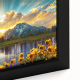 Extra large framed canvas of textured Colorado Rocky Mountains in black with colorful accents.