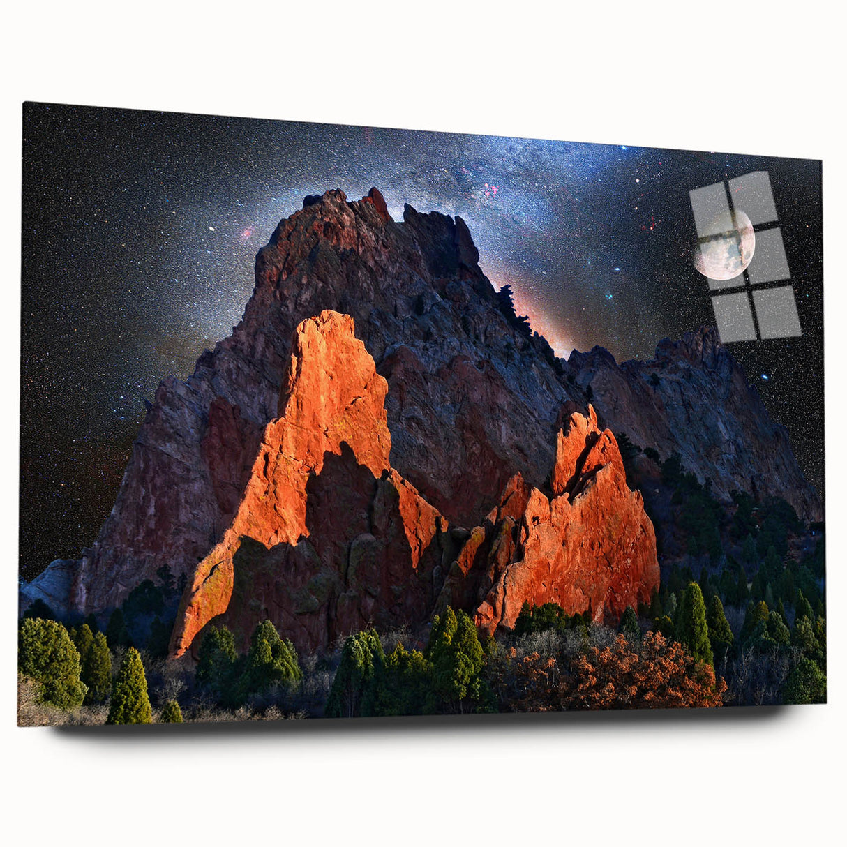 Acrylic print of Colorado Springs scenery in muted earth tones, suitable for bedroom or dining room decor.