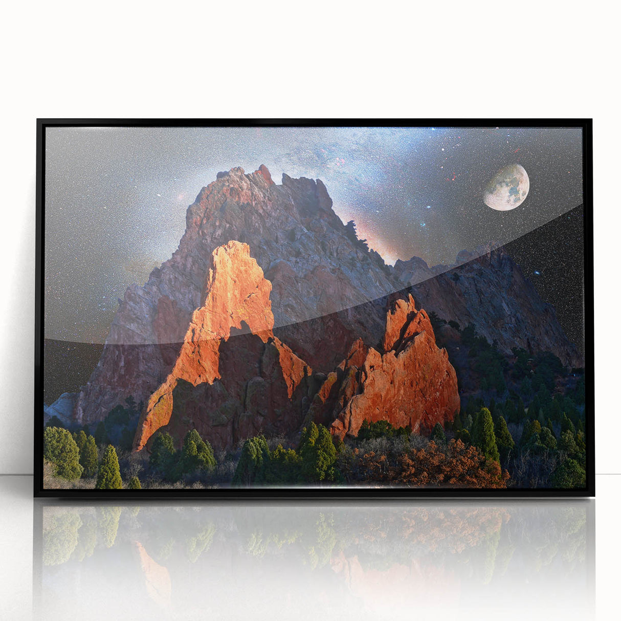 Large abstract wall art depicting Colorado Springs in monochrome shades on a framed acrylic.
