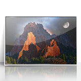 Acrylic print of Colorado Springs scenery in art deco style with pastel color palette, ideal for modern nursery wall art.