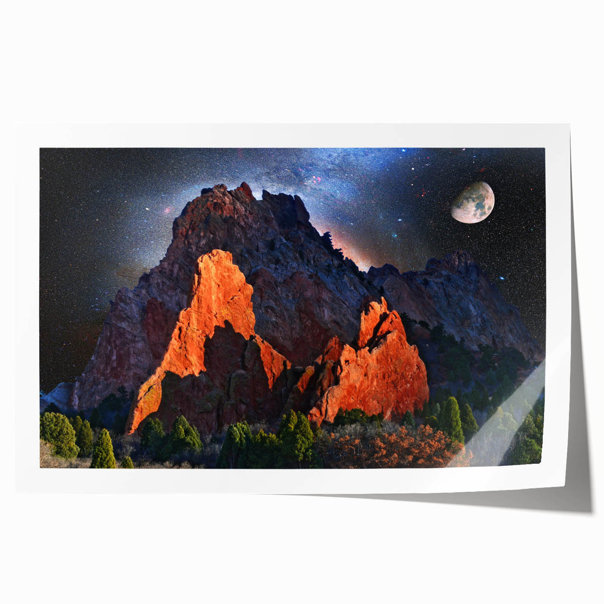 Rolled print of Colorado Springs scenery in pastel hues, suitable as art wall dining room decor or classy bathroom wall art.