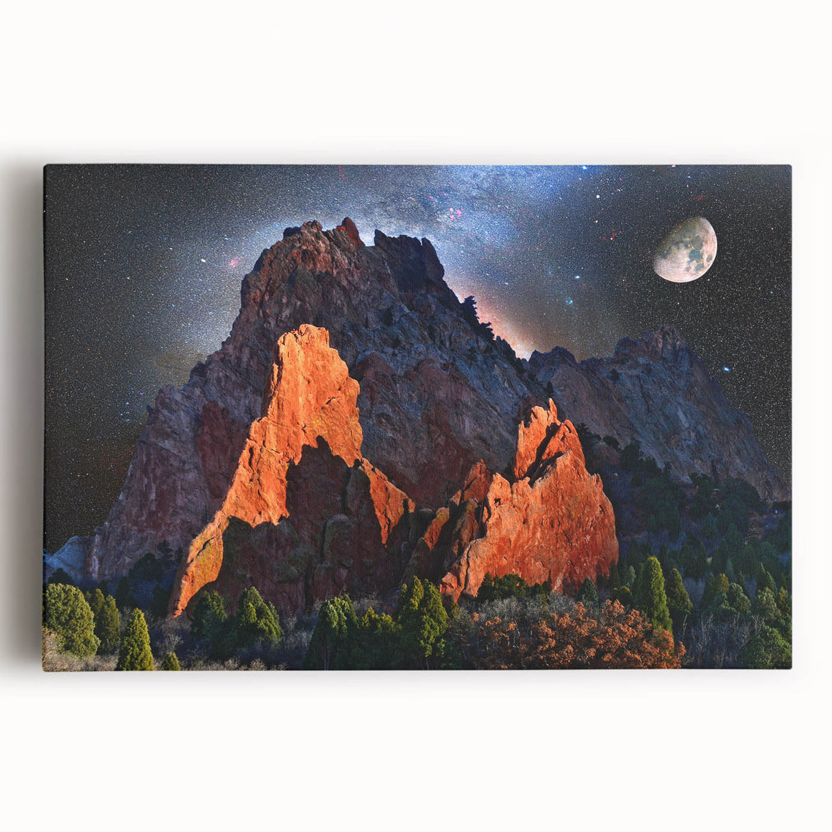 Black and white stretched canvas of Colorado Springs landscape, ideal for kitchen art.