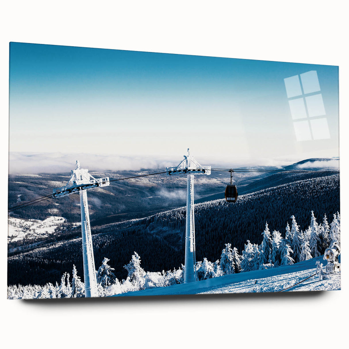 Large abstract wall art depicting Telluride, Colorado in muted earth tones on acrylic glass.
