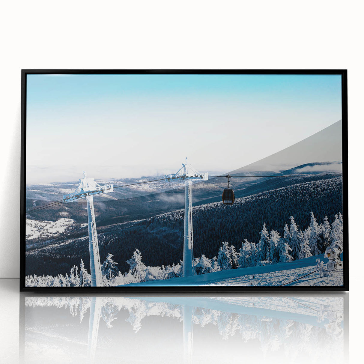 Large abstract wall art depicting Telluride, Colorado, in muted earth tones on a framed acrylic panel.