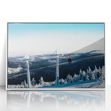 Framed acrylic print of Telluride, Colorado landscape in art deco style, with muted earth tones.