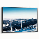 Black and white landscape art painting of Telluride, Colorado on framed canvas, ideal for bedroom wall decor.