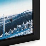 Black wall art featuring a textured depiction of Telluride, Colorado, in vibrant colors on a framed canvas.