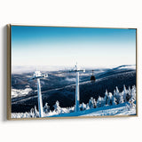 Framed canvas depicting a vintage-style landscape of Telluride, Colorado, in muted gold tones, ideal for bedroom wall art.