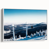 Vintage poster art of Telluride, Colorado in a white-framed canvas, featuring a colorful landscape.