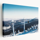 Large stretched canvas featuring a serene Telluride, Colorado landscape in soft green and blue tones.