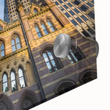 Large abstract wall art of Connecticut scenery in muted earth tones on acrylic glass, ideal for dining room ambiance.