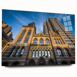 Large abstract depiction of Connecticut scenery in muted blue and green tones on acrylic glass.