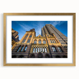 Extra large abstract art print depicting textured Connecticut scenery in muted earth tones, framed in gold.