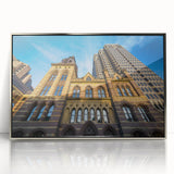 Mid-century modernist art depicting Connecticut scenery in muted earth tones on a framed acrylic panel.