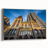 Framed canvas depicting a colorful Connecticut landscape in a vintage poster style, ideal for enhancing living room decor.