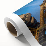 Art deco poster of Connecticut scenery on rolled canvas, featuring pastel shades, ideal for nursery wall art.