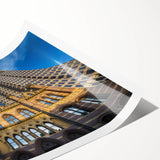 Extra large wall art featuring line art flowers in neutral tones on a rolled canvas, ideal for large living room wall decor.