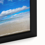 Close-up of textured black wall art featuring a colorful Daytona scenery on a framed canvas, ideal for living room decor.