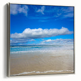 Framed canvas of a vintage Daytona landscape painting in colorful hues, ideal for hanging in a living room.