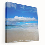 Side view of a stretched canvas featuring a daytime scenic view of Daytona, in muted blue and green tones.