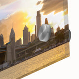 Large abstract wall art depicting vibrant Delaware scenery in mid-century modernist style on acrylic glass.